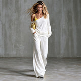 Conjunto Priscilla™ con Blusa Asimétrica de Un Hombro y Pantalón Palazzo