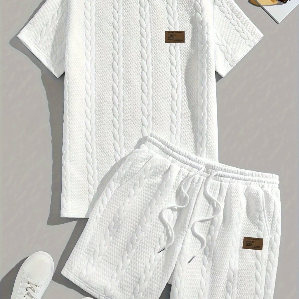 Camiseta de manga curta e shorts com cordão - Marrom, Conjunto de verão