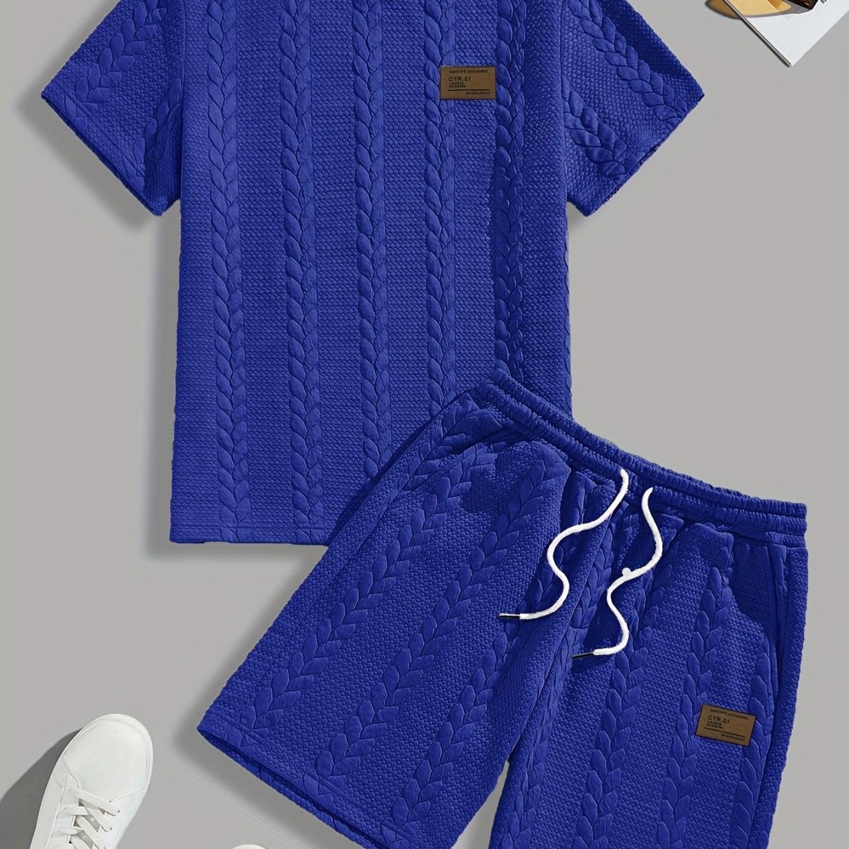 Camiseta de manga curta e shorts com cordão - Marrom, Conjunto de verão